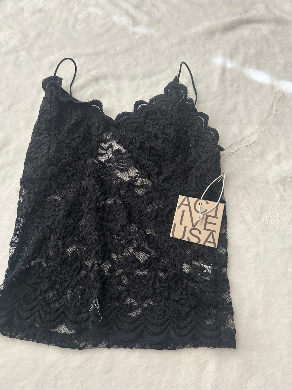 Active USA Black Floral Lace Camisole